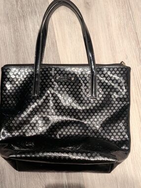 Kate Spade Black Patent Embossed Polka Dot Tote Bag